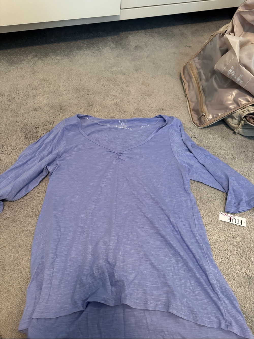 HUE Lavender V-Neck Long Sleeve Tee
